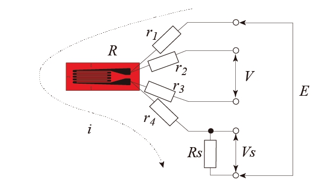 Четырехпроводная схема измерения деформации с одним тензорезистором